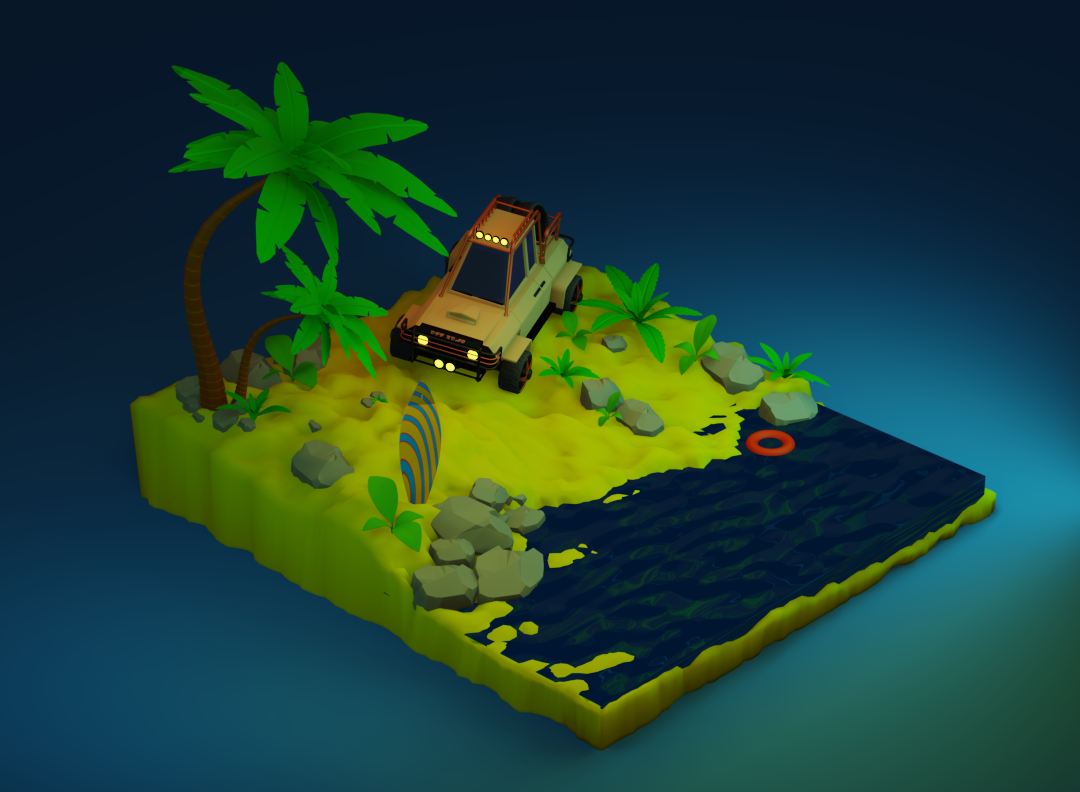 Low Poly Beach Scene preview image 1